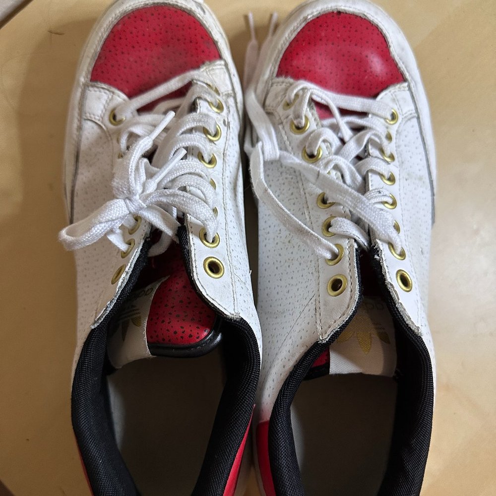Adidas Rod Laver White Red Leather Lace Up Sneakers Men’s Size 11